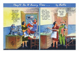 Comic Cartoon - Man Only Helps with Dishes When Dinner is Just for Two Póster Comic Cartoon - Man Only Helps with Dishes When Dinner is Just for Two Póster
