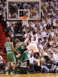 Boston Celtics v Miami Heat - Game Five, Miami, FL - MAY 11: Dwyane Wade and Jermaine O'Neal Photographic Print by Mike Ehrmann