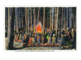 Yellowstone Nat'l Park, Wyoming - Campfire Entertainment Scene Prints
