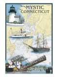 Mystic, Connecticut - Nautical Chart Affiche