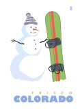 Frisco, Colorado - Snowman with Snowboard Posters