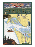 Columbia River Chart & Views Print