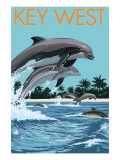 Key West, Florida - Dolphins Swimming Affiches