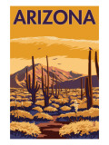 Arizona Desert Scene with Cactus - Poster Arizona Desert Scene with Cactus - Poster