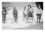 Children With Tricycles Playing In Manhattan Street Poster