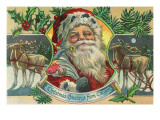 Christmas Greetings from Oregon - Santa & Reindeer Prints