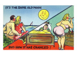 Comic Cartoon - Cute Couple; Same Old Moon, How it Has Changed Láminas Comic Cartoon - Cute Couple; Same Old Moon, How it Has Changed Láminas