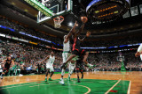Miami Heat v Boston Celtics - Game Four, Boston, MA - MAY 9: LeBron James and Jermaine O'Neal Photographic Print by Brian Babineau