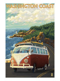 Washington Coast Drive with Lighthouse Art