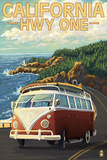 California Highway One Coast VW Van Posters