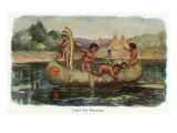 Native American Children in a Canoe Prints