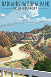 Badlands National Park, South Dakota - Road Scene Posters