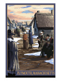 Plymouth, Massachusetts - Pilgrims going to Church Art