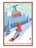 Loon Mountain Park - Snowboarder and Tram Pósters Loon Mountain Park - Snowboarder and Tram Pósters