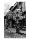 Skagway, Alaska - Totem Poles along the Street Print