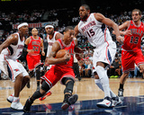Chicago Bulls v Atlanta Hawks - Game Three, Atlanta, GA - MAY 6: Joe Johnson, Al Horford and Derric Photographie par Kevin Cox