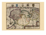Map of the Area East of the Zuiderzee In the Netherlands Poster by Pieter Van der Keere