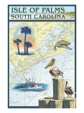 Isle of Palms, South Carolina - Nautical Chart Affiches