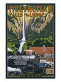 Multnomah Falls - Train and Cars Posters