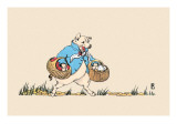 Curly Tail Brings Food Plakater av Frances Beem Curly Tail Brings Food Plakater av Frances Beem