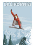 California - Snowboarder Jumping Art