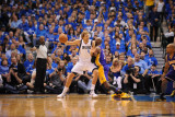 Los Angeles Lakers v Dallas Mavericks - Game Three, Dallas, TX - MAY 6: Dirk Nowitzki and Lamar Odo Photographic Print by Noah Graham