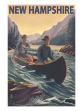 New Hampshire - Canoe on Rapids Posters