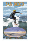 San Diego, California - Surfer Scene Posters
