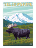 Yellowstone Nat'l Park - Moose & Mountain Affiches