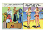 Comic Cartoon - Women Pack Too Much, Then Wear Too Little Posters