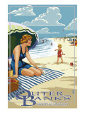 Outer Banks, North Carolina - Woman on Beach Pósters