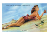 Atlantic City, New Jersey - Refreshing Pin-Up Girl on the Beach Posters