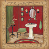 Red Bathroom Sink Prints by Kim Lewis
