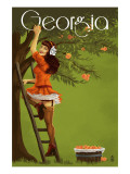 Georgia Peach Orchard Pinup Girl Póster Georgia Peach Orchard Pinup Girl Póster