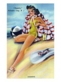 Atlantic City, New Jersey - Coquette on the Beach Print