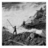 Dip Net Fishing at Celilo Falls, 1954 Giclee Print by Virna Haffer