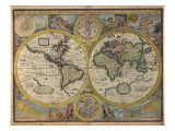 A New and Accurat Map of the World, 1651 Reproduction procédé giclée par John Speed