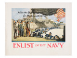 "Enlist in the Navy: Follow the Boys in Blue For Home and Country", 1918 Reproduction procédé giclée par George Wright