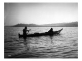 Two Native Americans with Canoe, Circa 1906 Giclee Print by Asahel Curtis