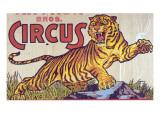 "Arthur Bros. Circus" Poster with Illustration of Roaring Tiger, Circa 1945 Giclee Print