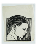 Block Print of Young Boy's Profile Giclee Print by Virna Haffer