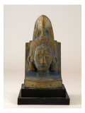 Sculpture Depicts Head of Aztec Man Wearing an Elaborate Headdress Giclee Print by James Wehn