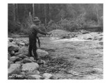 Fishing on the Elwha, Olympic Peninsula, Undated Giclee Print by Asahel Curtis
