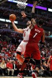 Miami Heat v Chicago Bulls - Game Two, Chicago, IL - MAY 18: Carlos Boozer and Chris Bosh Photographic Print by Gregory Shamus