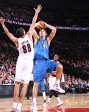 Dallas Mavericks v Portland Trail Blazers - Game Three, Portland, OR - APRIL 21: Dirk Nowitzki and  Photographic Print by Sam Forencich