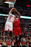 Miami Heat v Chicago Bulls - Game Two, Chicago, IL - MAY 18: Udonis Haslem and Derrick Rose Photographic Print by Gregory Shamus