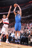 Dallas Mavericks v Portland Trail Blazers - Game Three, Portland, OR - APRIL 21: Peja Stojakovic an Photographic Print by Sam Forencich