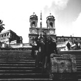 Martine Carol with Christian-Jaque on the steps of the Trinité des Monts church in Rome Photographic Print by Benno Graziani