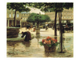 A Flower Seller Near the Louvre Giclee Print by Victor Gabriel Gilbert