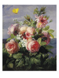 Butterflies and Roses Giclee Print by François Frédéric Grobon